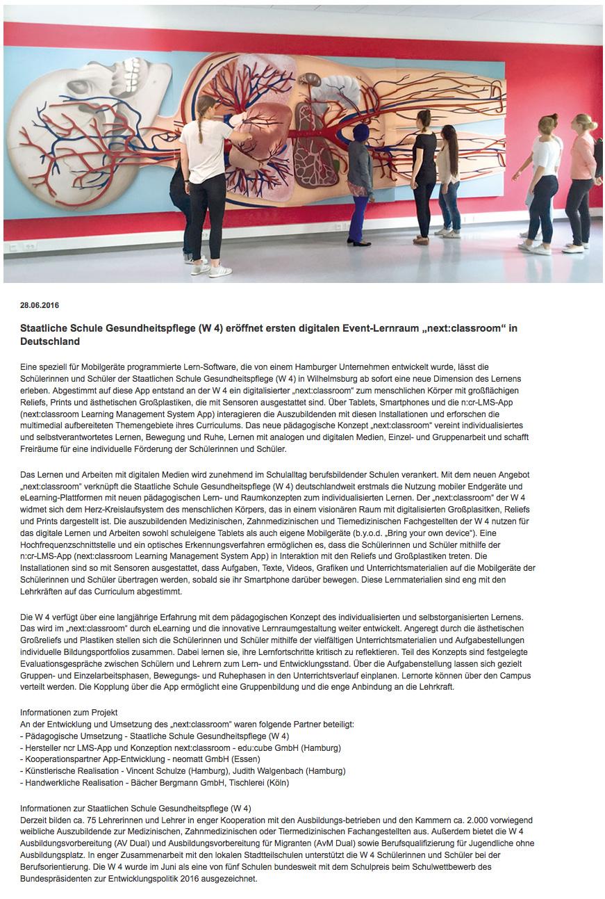 Archivansicht der offiziellen Hamburger Pressemitteilung zum next:classroom.